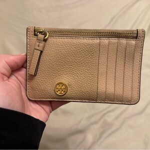 👝Tory Burch Tan Leather Card Wallet with Zip